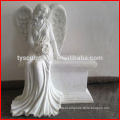 Best selling white marble angel sitting statue stone female angel sculpture